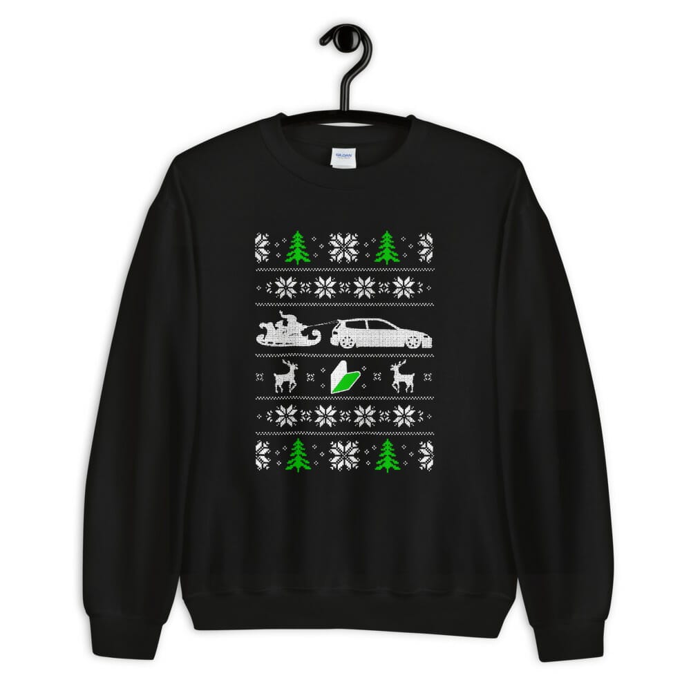 Ugly Christmas Trees Santa Sleigh Car Reindeer Snowflakes Sweatshirt