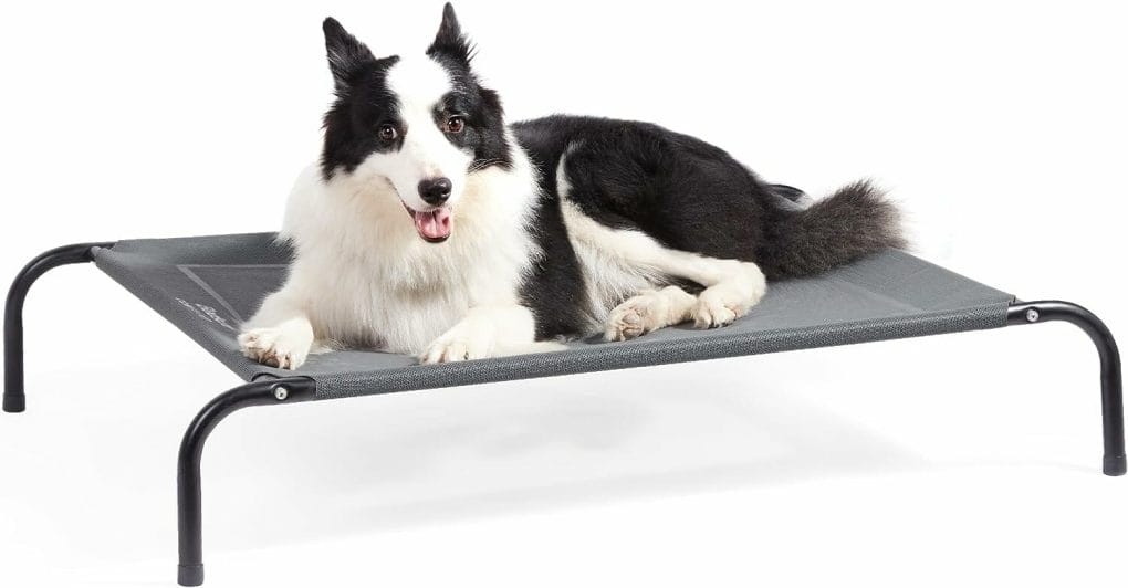 Bedsure Large Elevated Cooling Outdoor Dog Bed - Raised Dog Cots Beds for Large Dogs, Portable Indoor  Outdoor Pet Hammock Bed with Skid-Resistant Feet, Frame with Breathable Mesh, Grey, 49 inches