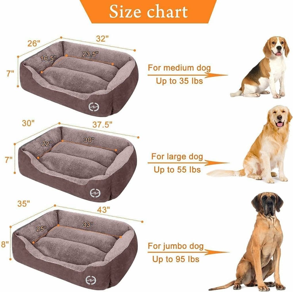 CLOUDZONE Dog Beds for Large Dogs, Large Dog Bed Machine Washable Rectangle Breathable Soft Padding with Nonskid Bottom Pet Bed for Medium and Large Dogs or Multiple. Brown