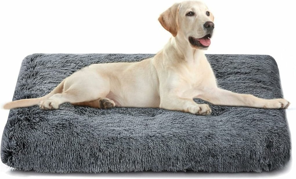 Dog Bed,Crate Pet Bed Kennel Pad,Soft Plush,Comfortable Dog Bed,Washable,Suitable for Medium  Large Dogs(Dark Grey)