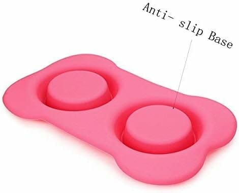 Hubulk Pet Dog Bowls 2 Stainless Steel Dog Bowl with No Spill Non-Skid Silicone Mat + Pet Food Scoop Water and Food Feeder Bowls for Feeding Small Medium Large Dogs Cats Puppies (S, Pink)