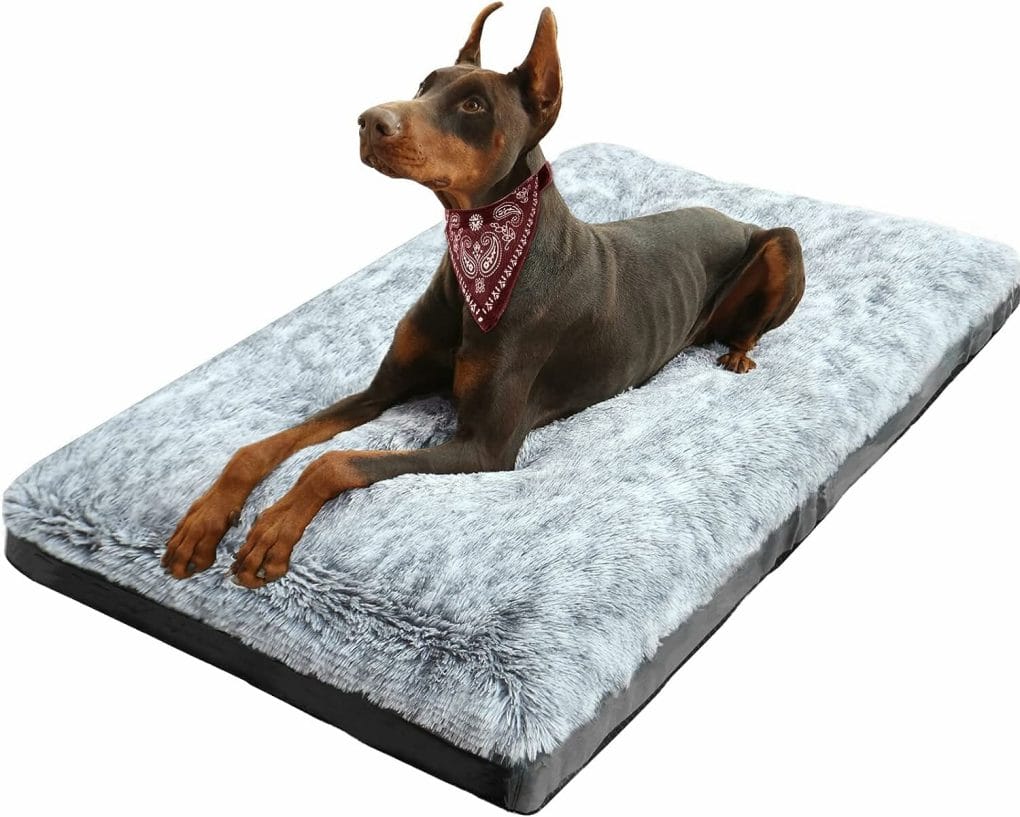 KISYYO Dog Beds for Large Dogs Fixable Deluxe Cozy Dog Kennel Beds for Crates Washable Dog Bed, 36 x 23 x 3.8 Inches, Grey