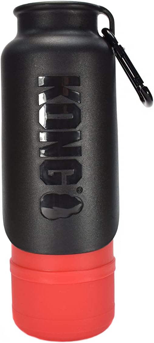 KONG H2O Insulated Dog Water Bottle  Travel Bowl, 25 oz - Red