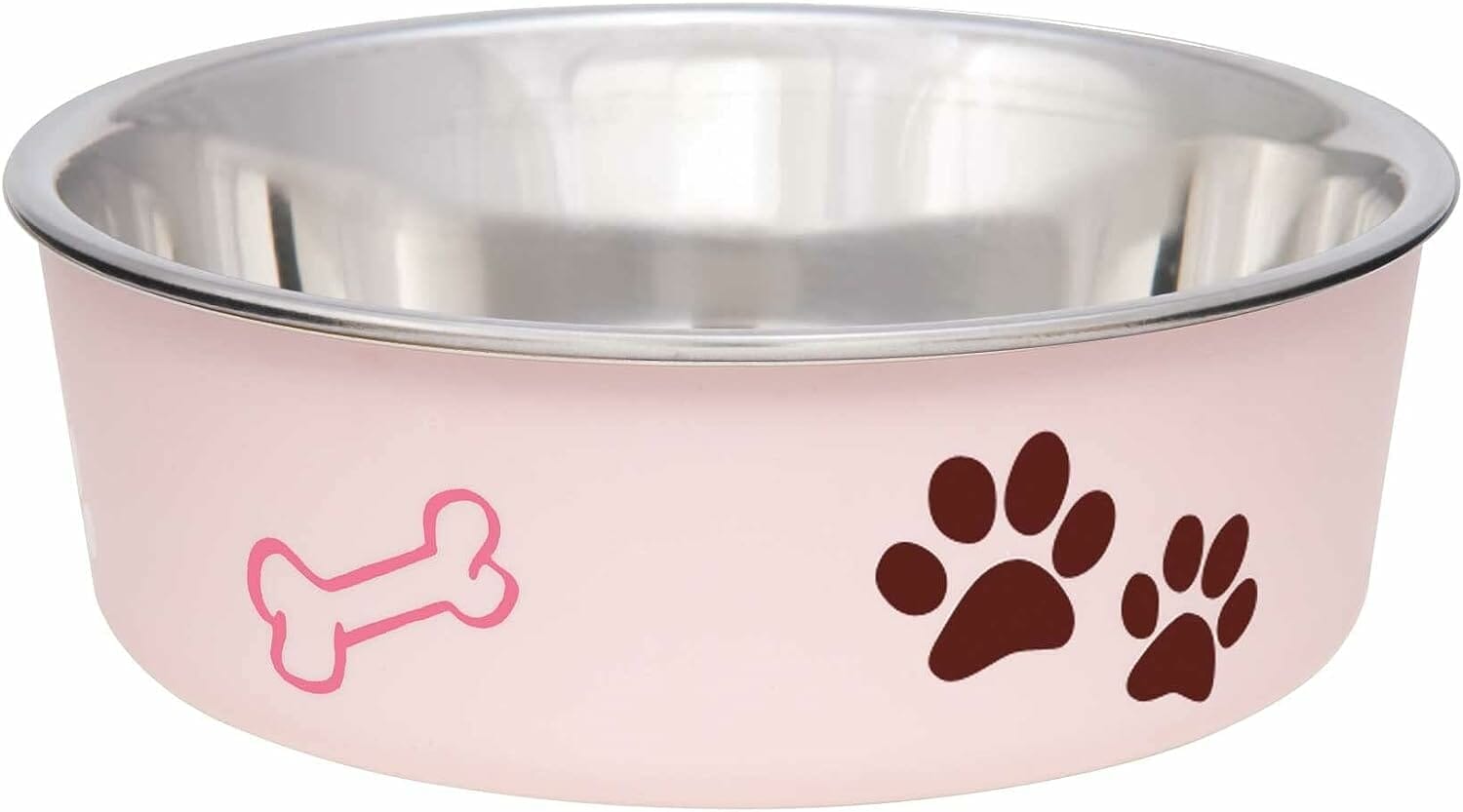 Loving Pets Bella Bowls Dog Food Water Bowl No Tip Stainless Steel Pet Bowl No Skid Spill Proof Medium Paparazzi Pink Re