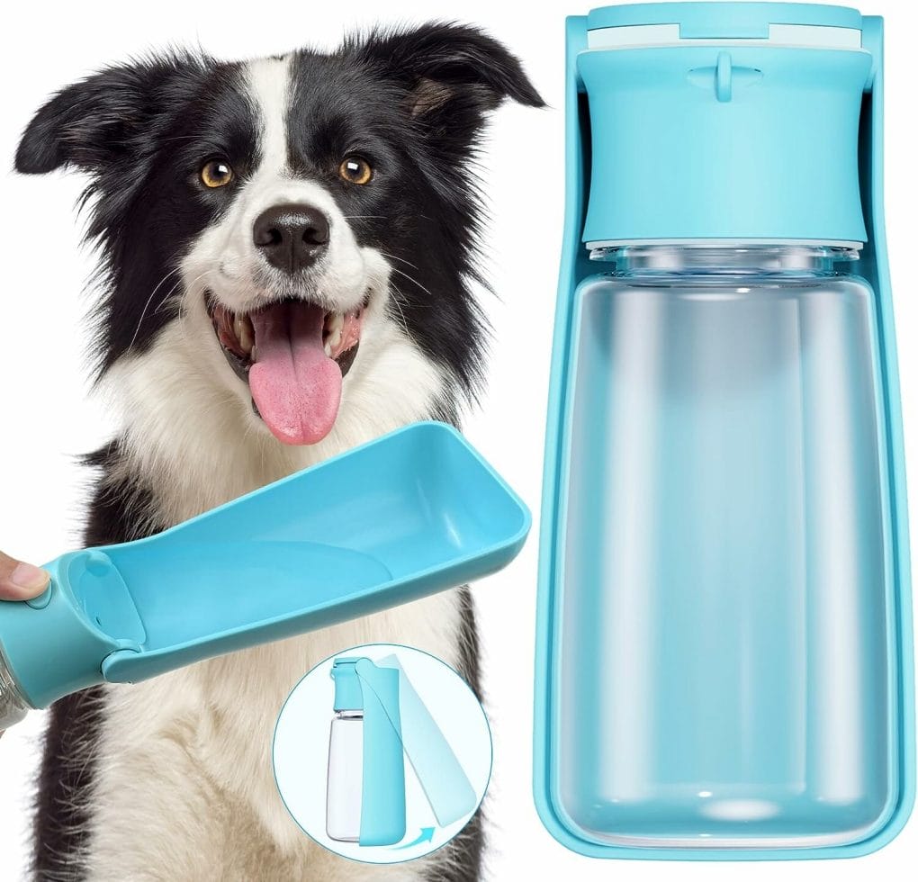 Portable Dog Water Bottle Dispenser [Leak Proof  Foldable] Dog Travel Water Bottle Bowl Accessories for Puppy Small Medium Large Dogs Pet Water Bottles for Dogs Walking Outdoor Hiking Travel 19OZ