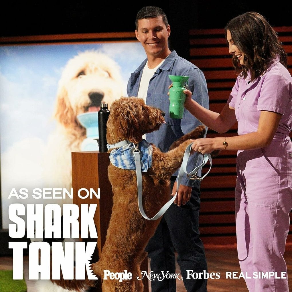 Springer Dog Water Bottle | Portable Travel Water Bottle Dispenser for Dogs - As Seen on Shark Tank | Patented, Leak-Proof Bottles Fill Bowl with Water - Ideal for Walking | BPA-Free 22oz Indigo