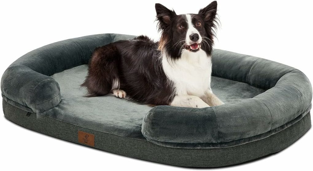 Yiruka Dog Beds for Large Dogs, Washable Dog Bed with Removable Cover, Orthopedic Dog Bed with Egg-Crate Foam, Waterproof Dog Bed Nonskid Bottom, Pet Bed Large Dog Bed