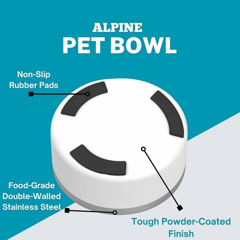 ALPINE Set of 2 Stainless Steel Dog Bowls, Non Slip, Metal Pet Bowl for Food and Water, Double Walled Insulated, Rustproof, Dishwasher Safe- 32 Ounces- Pink