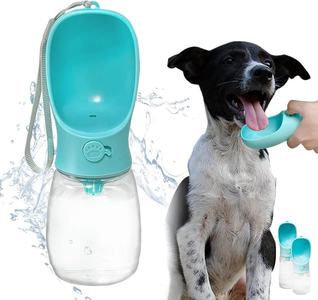 Dog Water Bottle, FULUWT Portable Dog Water Dispenser with Drinking Feeder for Cats, Puppy, Small, Medium and Large Dogs, Leak Proof Pet Water Bottle for Outdoor Walking, Hiking and Travelling. (19OZ)