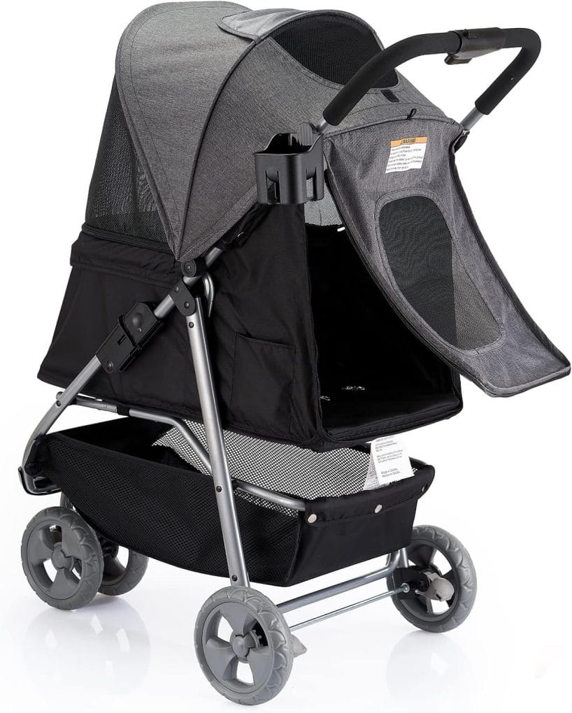 Favonius poupee 3 Wheel Pet Strollers for Small Medium Dogs  Cats,Jogging Stroller Hiking Stroller Travel Folding Doggy Carrier Strolling Cart,Waterproof Puppy Stroller