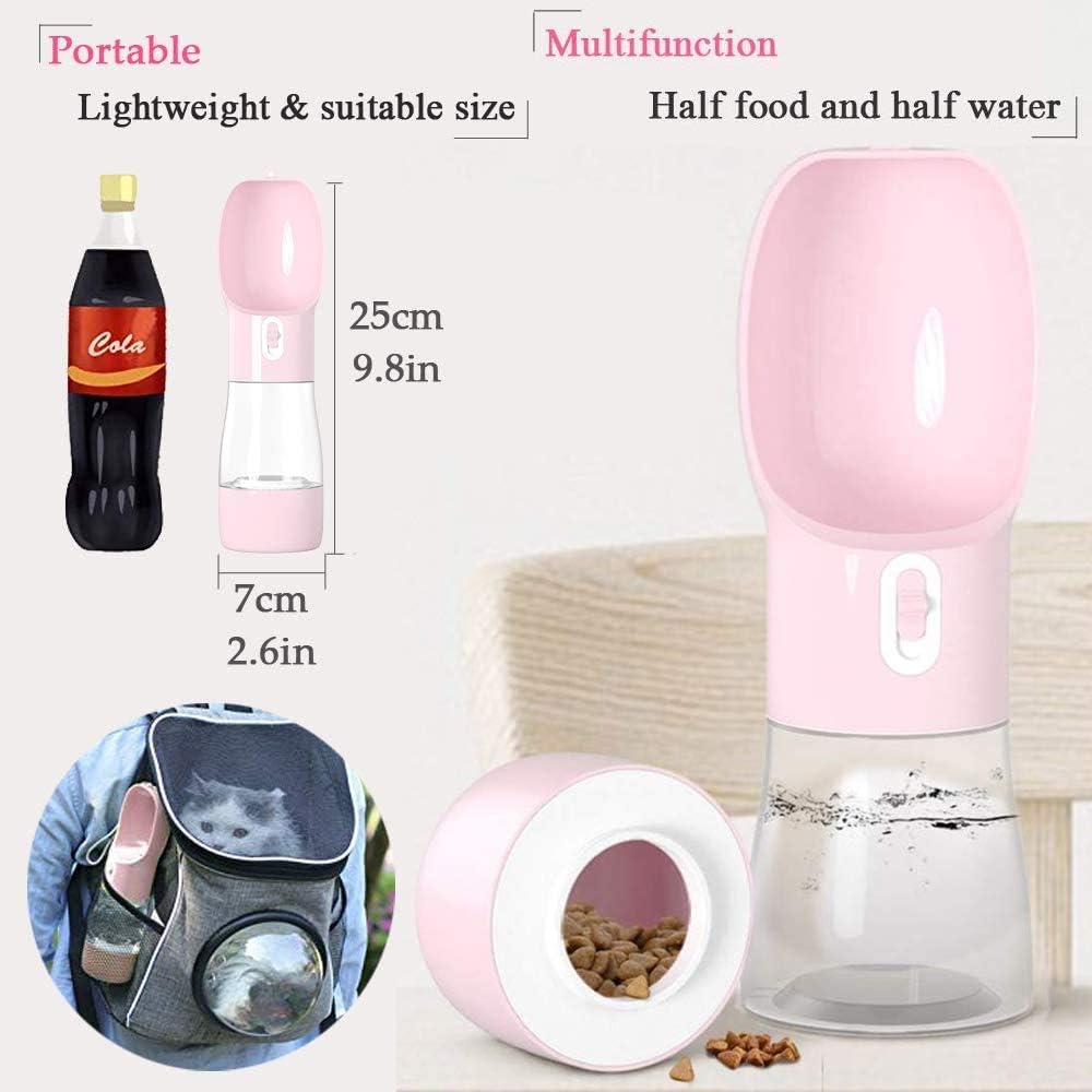 MAOCG Dog Water Bottle for Walking, Multifunctional and Portable Dog Travel Water Dispenser with Food Container,Detachable Design Combo Cup for Drinking and Eating,Suitable for Cats and Puppy