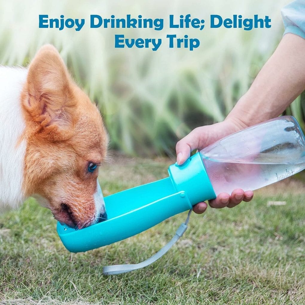 Peteast Foldable Dog Water Bottle with Dishwasher-Safe Design - Portable Pet Water Bottle for Dog Cat Outdoor Walking Hiking - Leak-Proof Dog Water Bowl Dispenser for Travel (Blue)