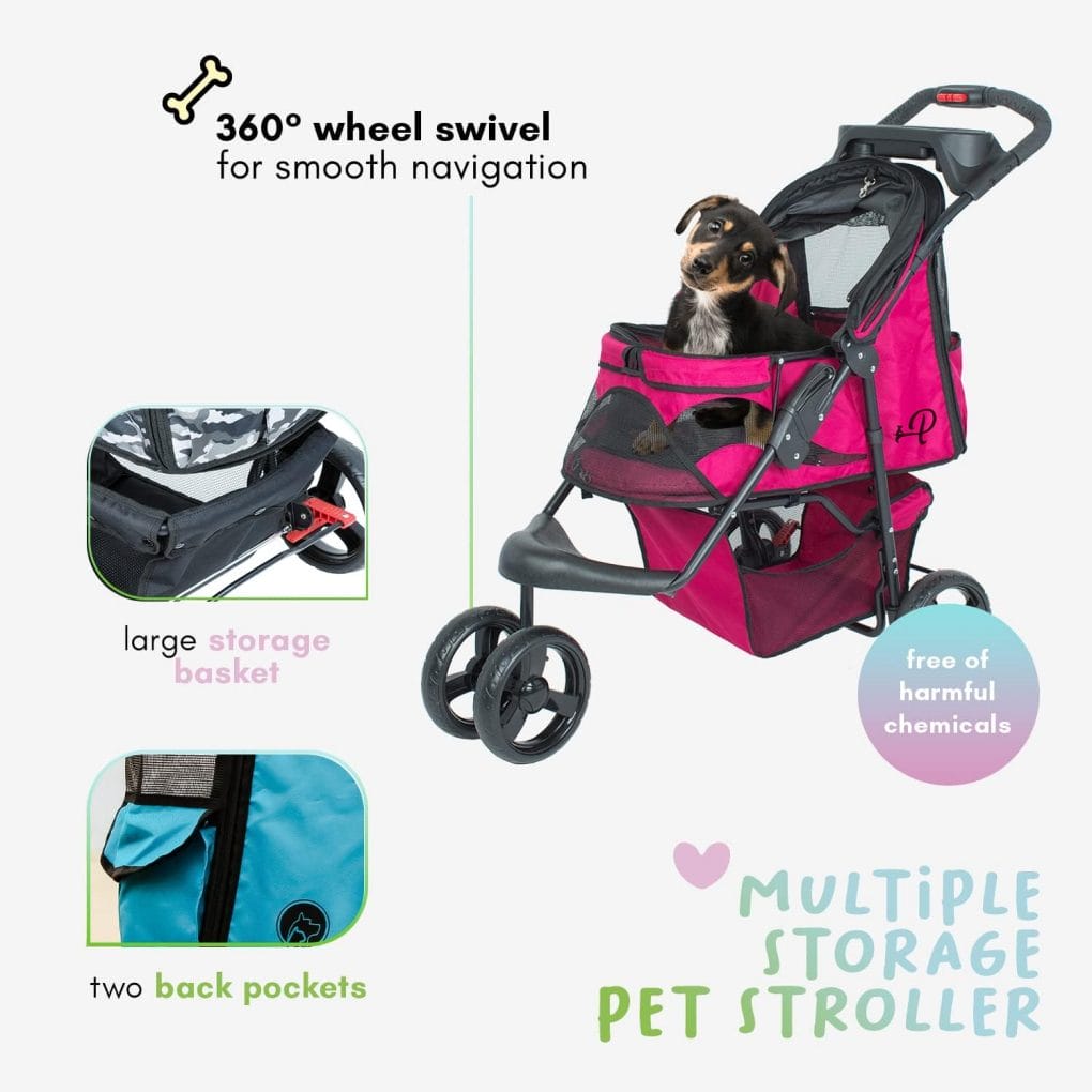 PETIQUE Mermaid Pet Stroller for Cats and Dogs, Ventilated Puppy Stroller, Ideal to Spoil Your Furry Best Friends, Chic and Functional Design, Foldable, Easy to Wash, Supports Up to 55 lbs, Mermaid