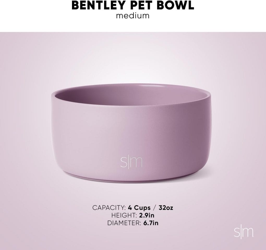 Simple Modern Stainless Steel Pet Water Bowl for Dogs  Cats | Reusable Insulated Stainless Steel Food Bowls for Dog Cat | No Tip No Slip BPA Free | Bentley Collection | Medium (32oz) | Almond Birch