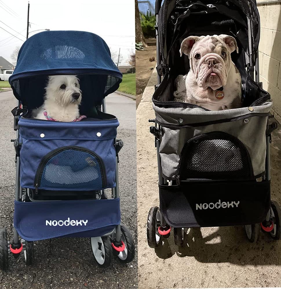 Noodoky Pet Stroller for Cats Dogs Rabbit with Reversible Handle, Dog Stroller for Small or Medium Animal up to 40 Pounds, Doggie Bunny Stroller Carriage (Gray)