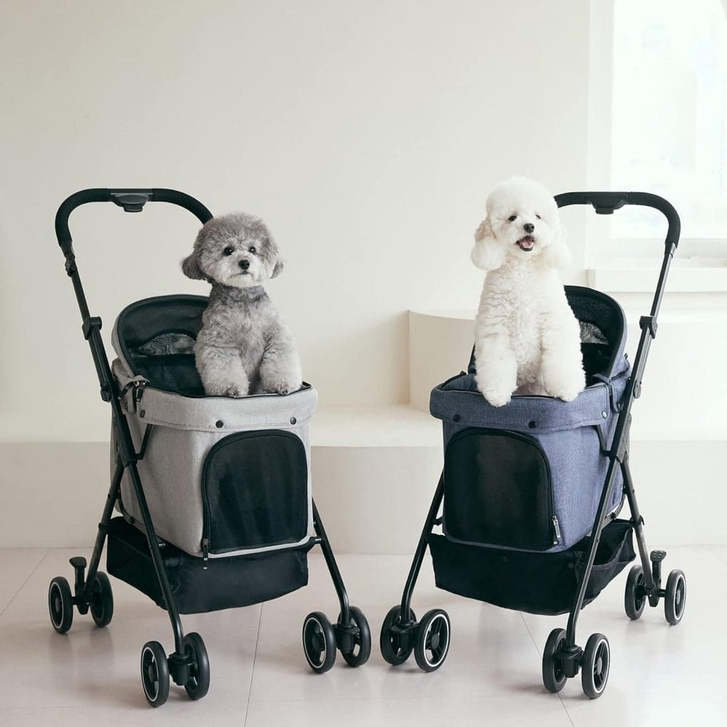 Pet Stroller buddyduggy Maltty2 Small Dog Stroller, Medium Dog Stroller- Compact Dog Stroller Premium Travel pet Stroller Sand Beige