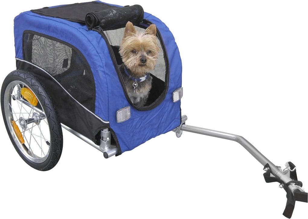 Small Pet Dog Stroller and Bike Bicycle Trailer (Blue)